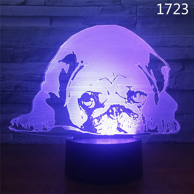 3D Animal Night Light LED Nightlight Cartoon French Bulldog Table Lamp Decor Children Birthday New Year Christmas