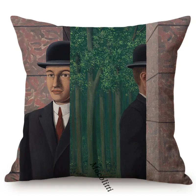 Nordic Famous Painter Rene Magritte Surrealism Abstract Oil Painting Art Decorative Sofa Pillow Case Luxury Linen Cushion Cover