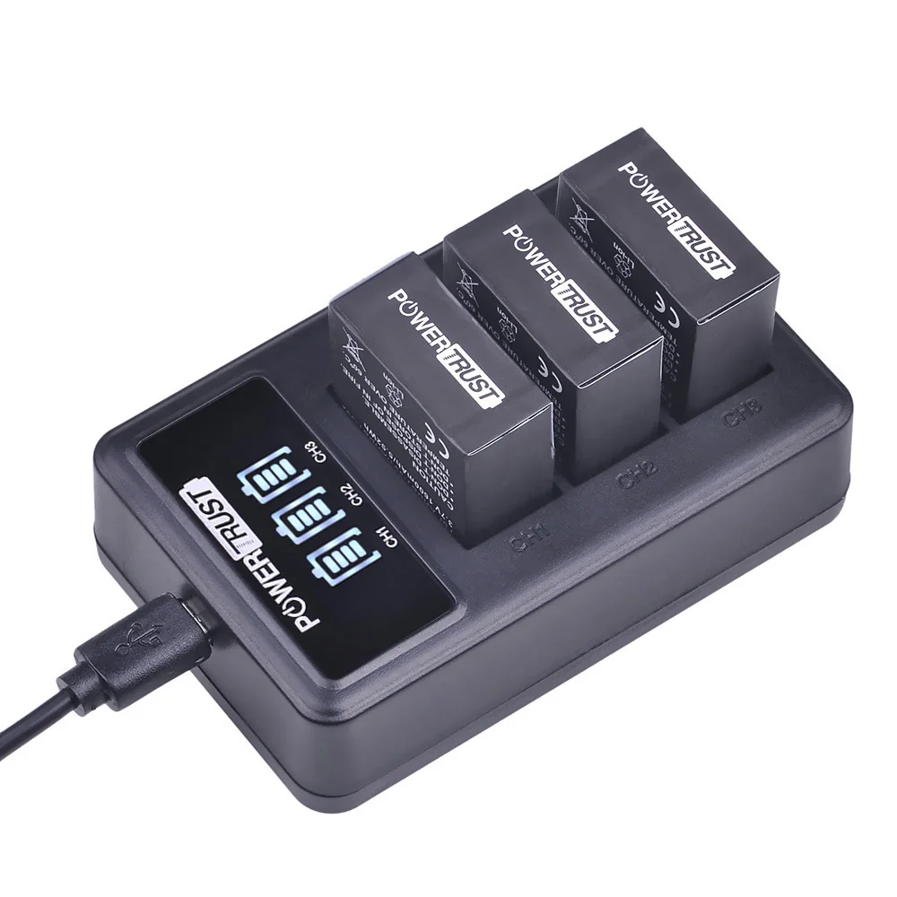 3.7V 1600mAh AHDBT-301 AHDBT301 AHDBT 301 Li-ion Battery for GoPro Hero3 + LED 3-Channel USB Charger for Gopro Hero 3/3+