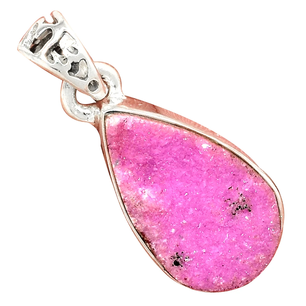 

Genuine COBALT DRUZY Pendant 925 Sterling Silver, Total Length : 31.3 mm, AP7075