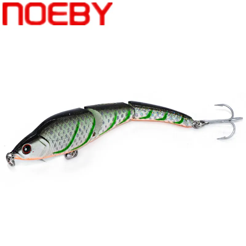 Noeby nbl9148 afundando 3 segmentos multi articulado swimbait 95mm 11g minnow isca de pesca wobbler jerkbait ganchos afiados para baixo pique