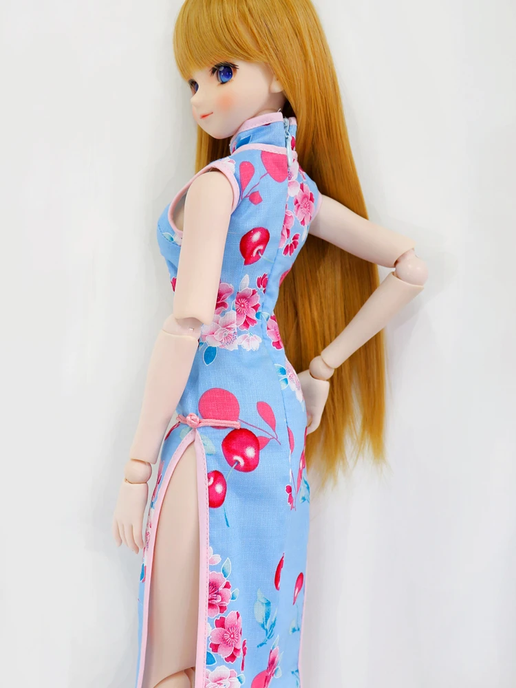 New BJD Doll Clothes Chinese-Style Dress Cheongsam chi-pao Printed Bodycon Elegant skirt Suitable for 1/3 DD Dy Can Custom doll