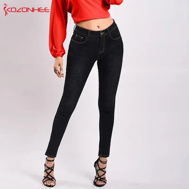 Modis Stretch Thicken push up Jeans Warm Pencil Women Plus Size Elasticity skinny jeans woman #39