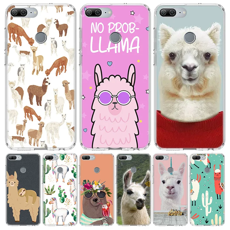 Kawaii Cute Llama Alpaca Animals Cartoon Soft Phone Case For Huawei Honor 10 Lite 9 20 8S 8X 9X Y5 Y6 Y7 Y9S P Smart Z 2019 7A