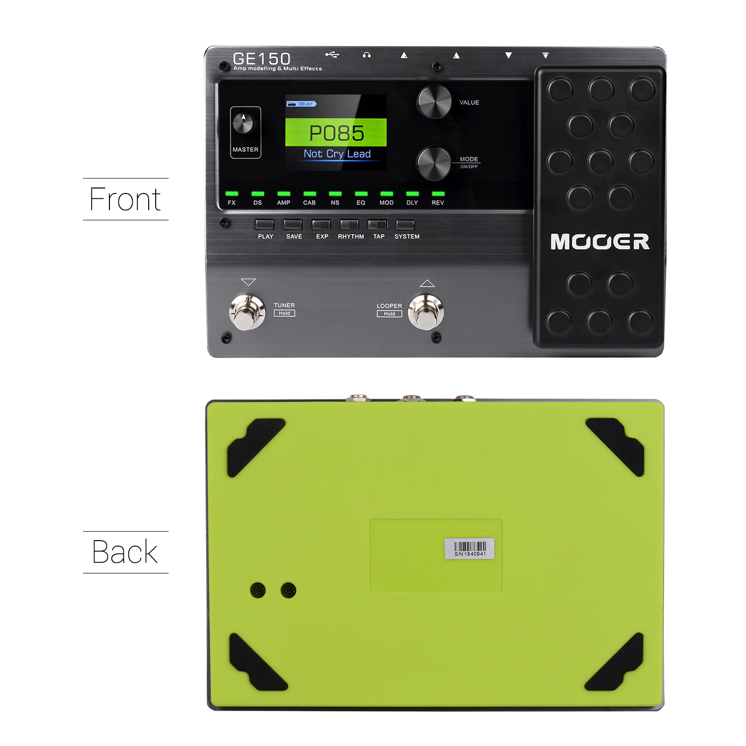 MOOER GE150 Amp Modelling & Multi Effects Pedal 55 Amplifier Models 151 Effects 80s Looper 40 Drum Rhythms Guitar Effects Pedals