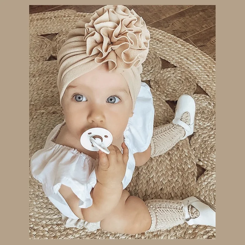 Turban Baby Girl Turbans for Babies Lovely Flower Soft Cap Bonnet Head Wraps Kids Hat Beanie Baby Girl Newborn Photography Hat