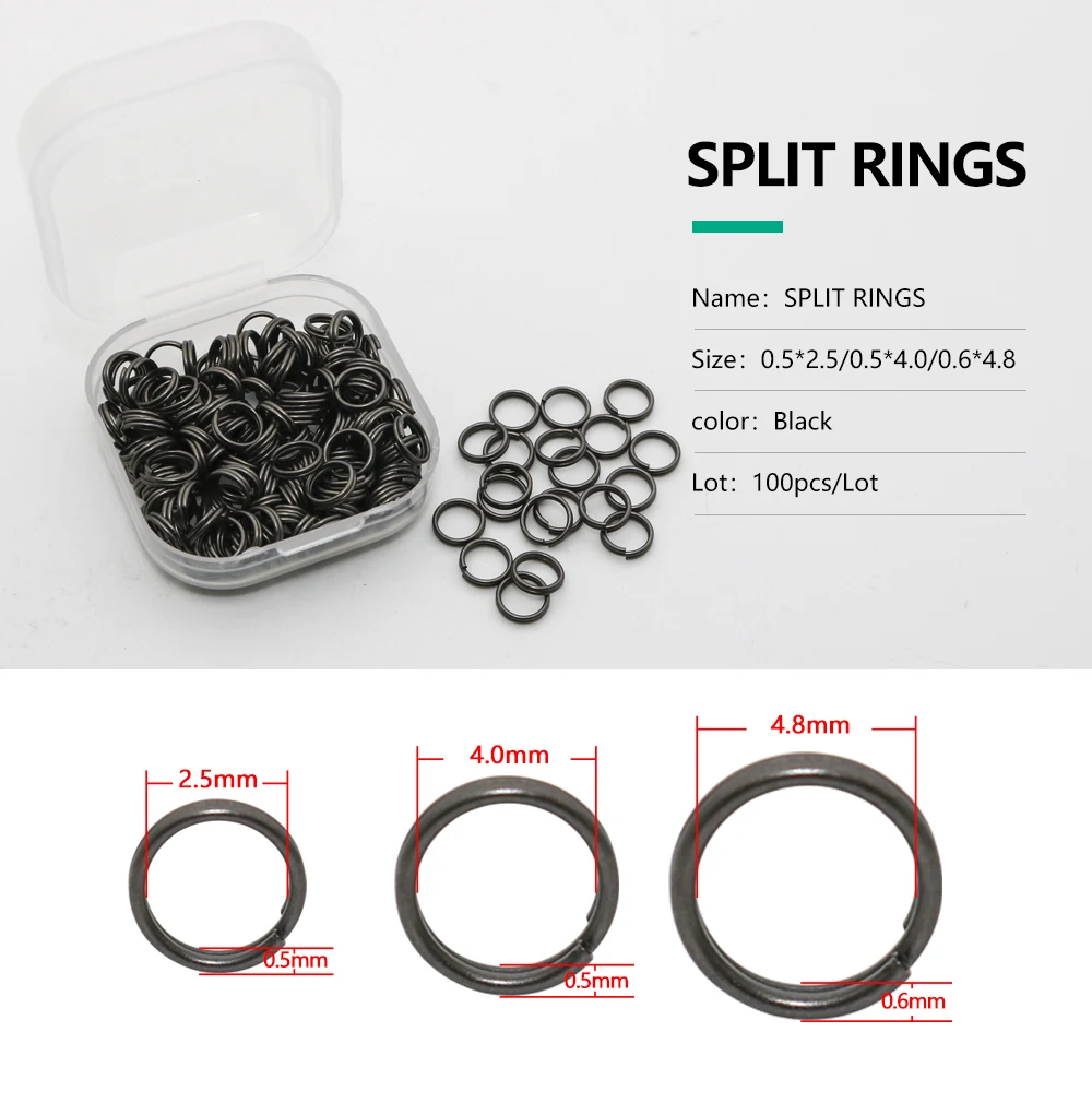 Jerry Stainless Steel Fishing Split Rings Hard Bait Flat Ring Connector Spoon Lure Double Loop 100pcs Fishing Accessories Tackle