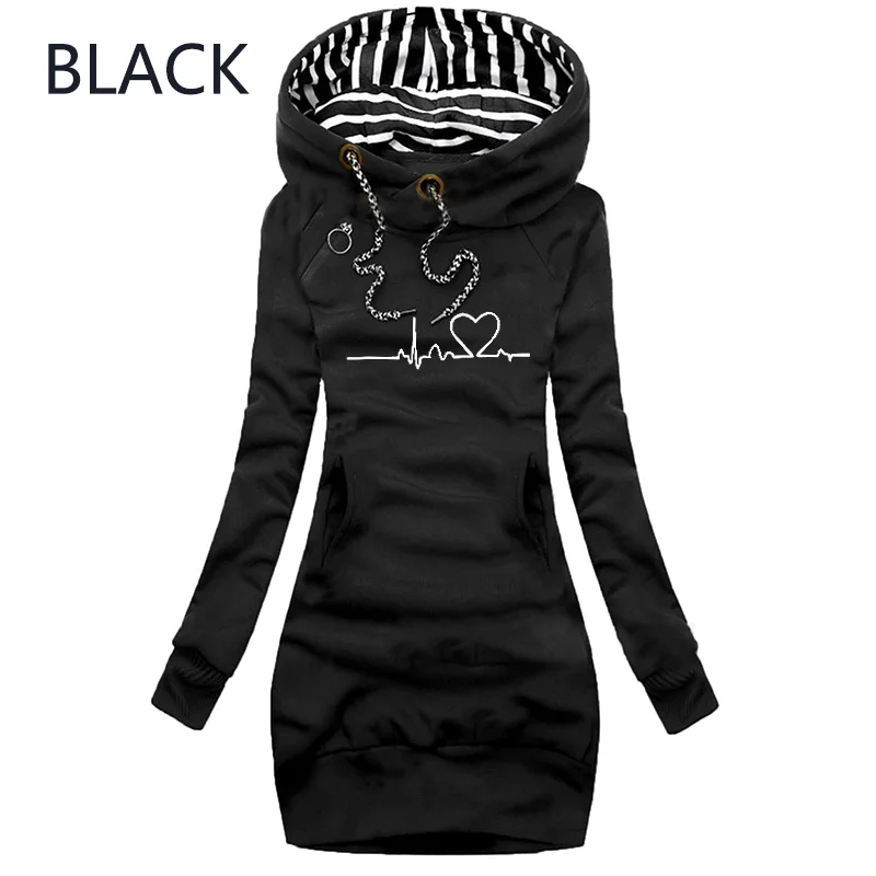 Autumn and Winter Women Dresses Fashion Long Sleeve Hoodie Dress Casual Hooded Dresses for Women Pullover Dress