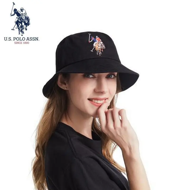 U.S.POLO ASSN.2024-Chapeau de couple en coton, quatre saisons, noir et blanc, tendance sauvage, chapeaux de soleil pour hommes et femmes, nouveau