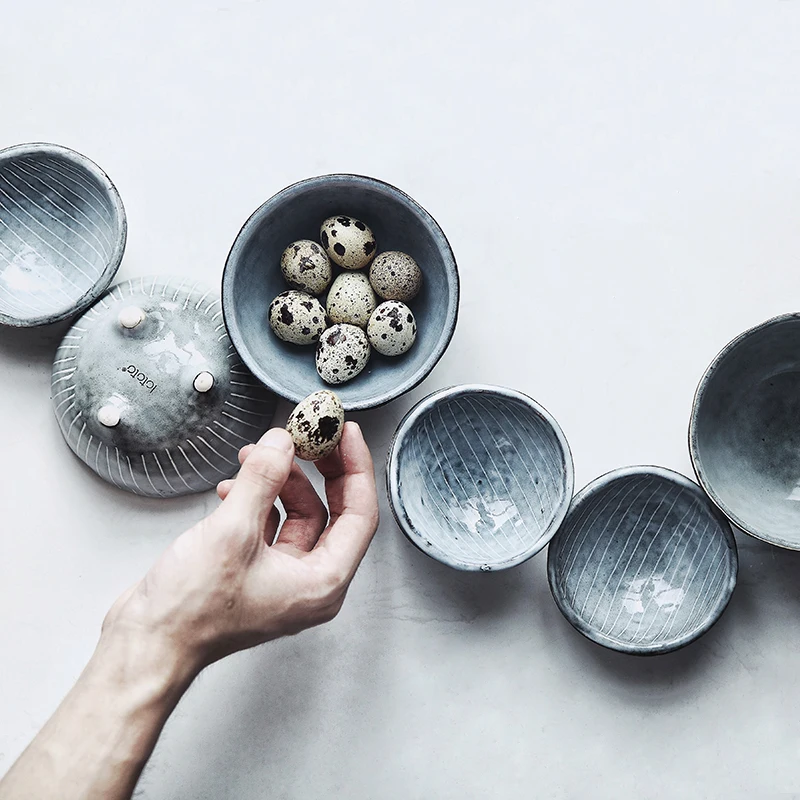 Japanese Style Ceramic Unique Design Small Sauce Dishes ICr Eam Bowl Rice Bowl Tableware Large Bowl Ramen Soup Dessert Bowl