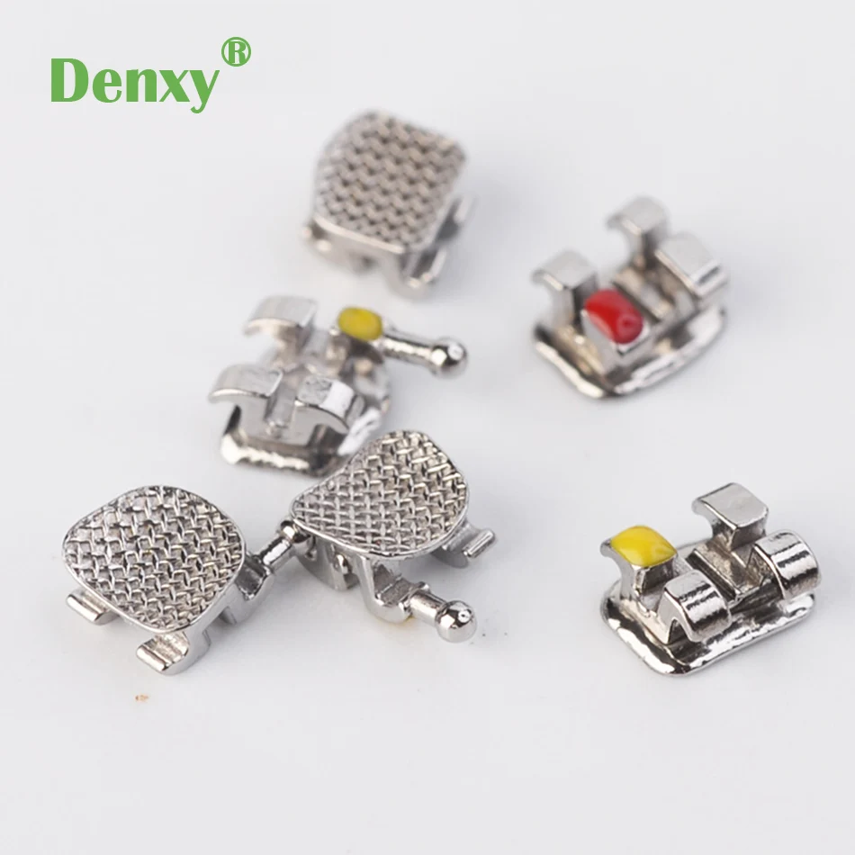 Denxy 10 conjunto de alta qualidade dental ortodôntico malha base suporte metal aço inoxidável ortodôntico cinta roth/mbtt/edgewise