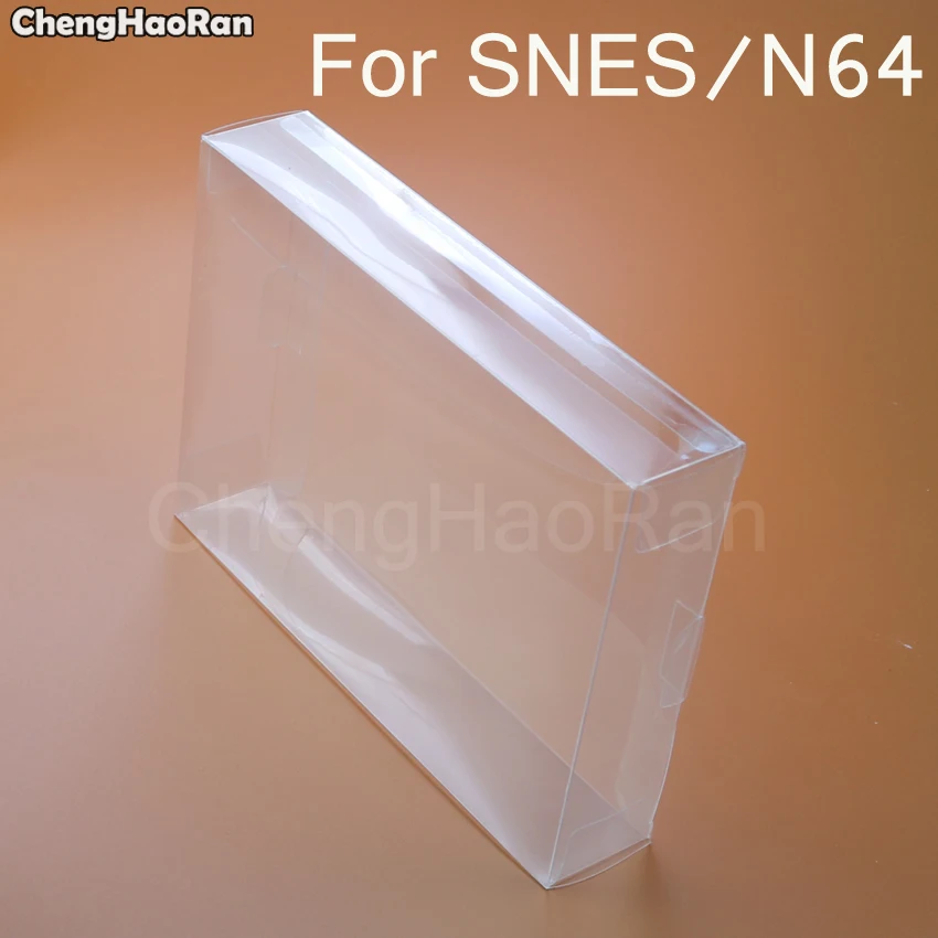 ChengHaoRan 1 pcs Clear transparent PET box cover For SNES US version game card storage protection collection box Protective Box