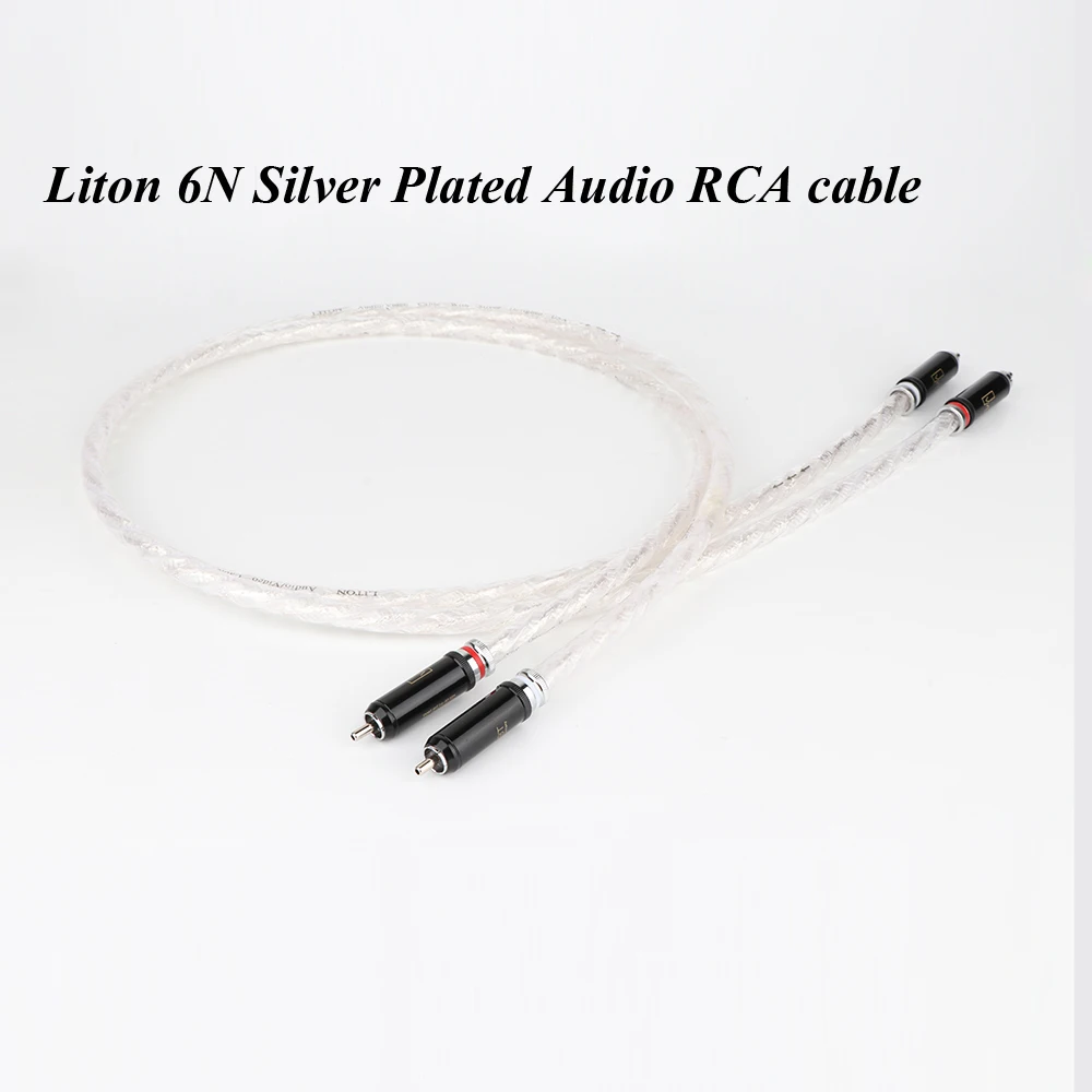 

X413 Pair Hi-End Liton 6N Silver Plated Audio RCA Cable With Rhodium Plated RCA Plug Cable HIFI 2RCA TO 2RCA Cable