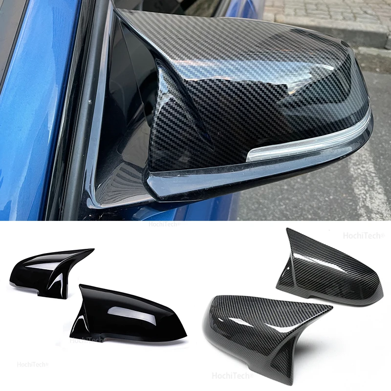 2 pieces Rearview Mirror Cover Cap Carbon Black For BMW F20 F21 F22 F23 F30 F32 F36 X1 E84 F87 Carbon fiber pattern Accessories