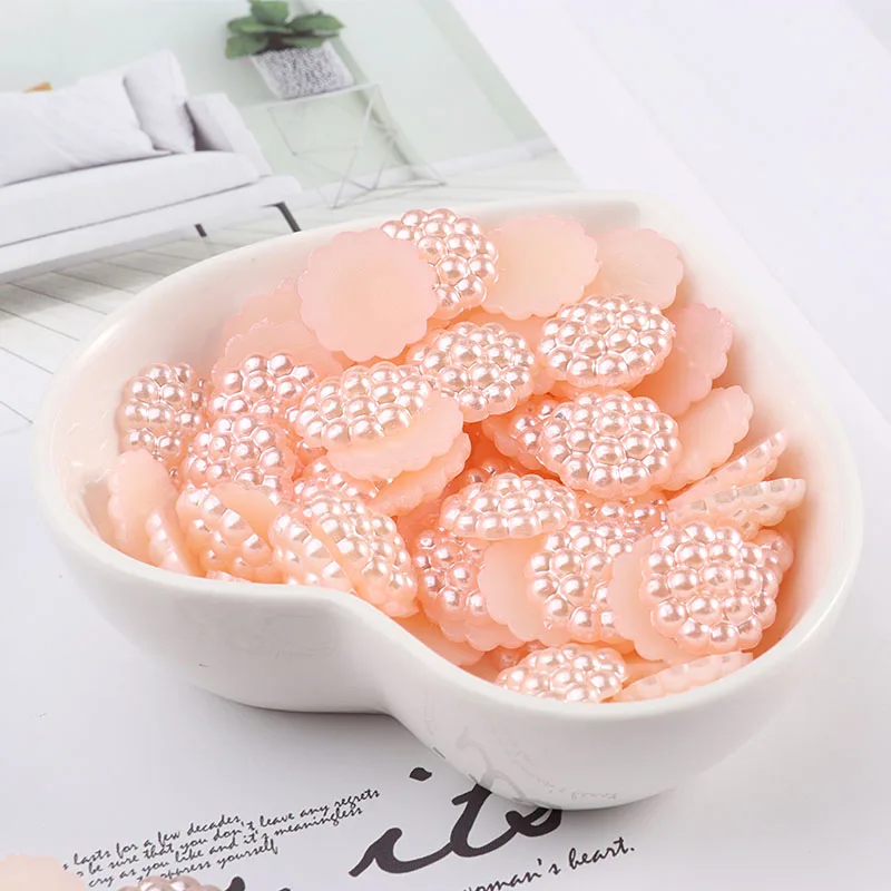 100pcs/lot Multi Size Fullstar Shape Craft ABS Resin Flatback Half Round Pearls Flatback Scrapbook Beads For DIY 3 color option