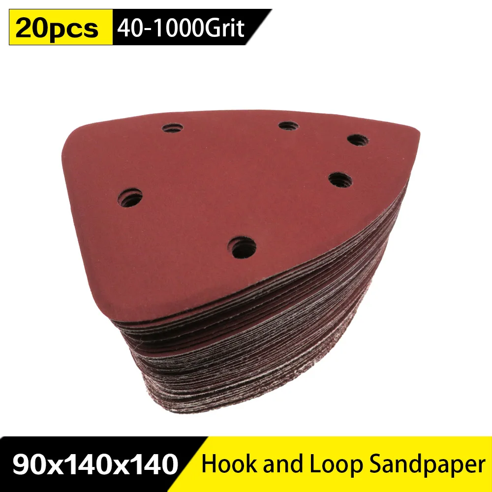 20pcs Self-adhesive Sandpaper Triangle 6 holes Delta SanderHook Loop Sandpaper Disc Abrasive Tools For Polishing Grit 40-1000