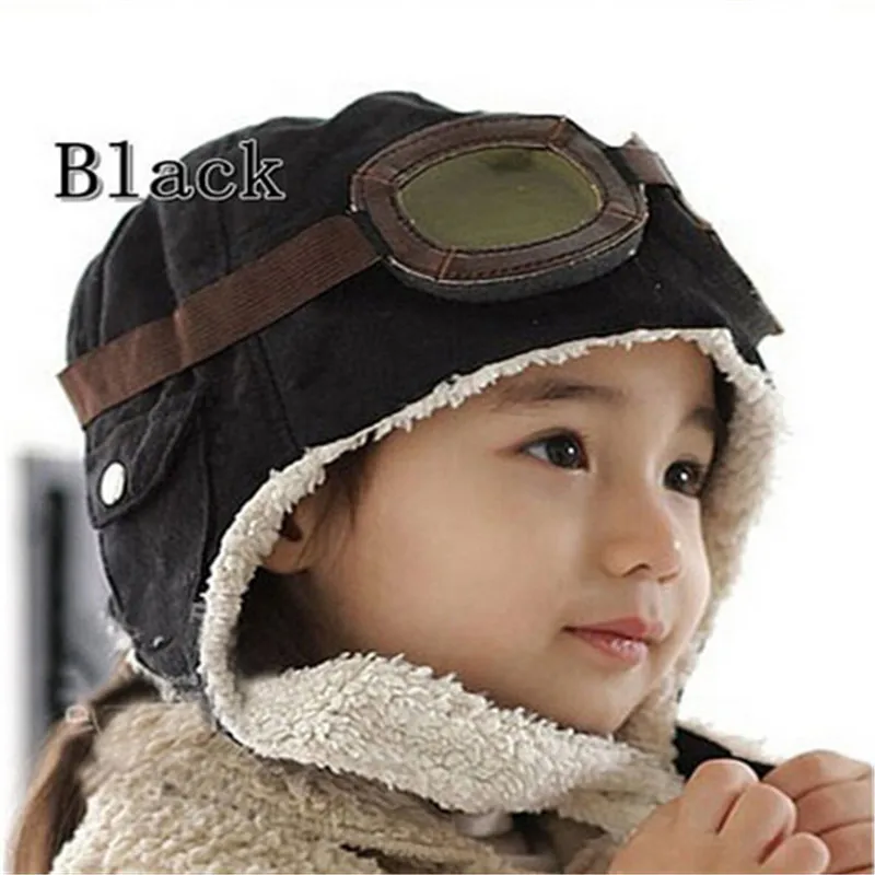 New Fashion Cute Winter Baby Toddler Baby Boy Girl Kids Pilot Aviator Warm Cap Hat Beanie Pilot Caps 2 Colors