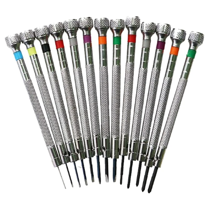 0.6Mm-2.0Mm 13Pcs New Watchmakers Screwdrivers Set Watch Glasses Flat Blade Assort Slotted Flat Screwdrivers Set, Jewellers Watc