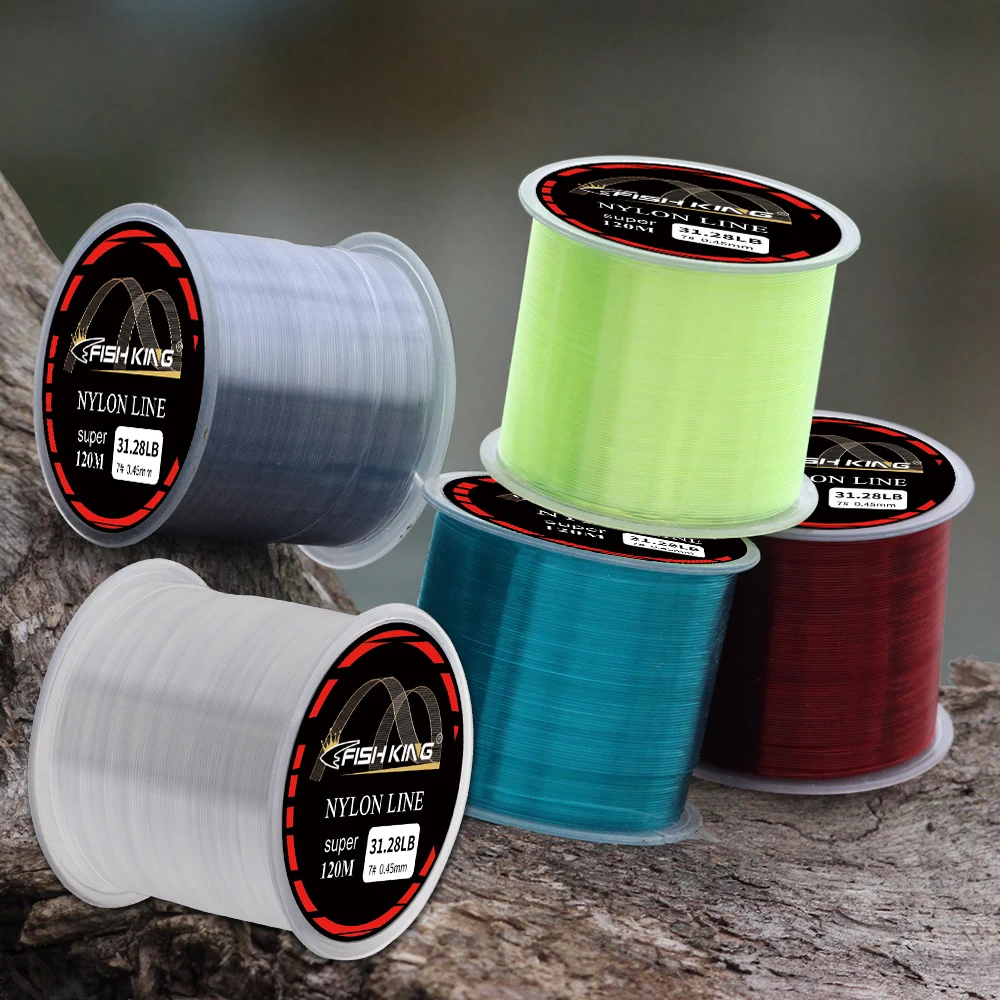 FISH KING 120M Nylon Fishing Line 5 colori 4.13LB-34.32LB Carp Line extra strong monofilamento Sea Fishing Line Japan