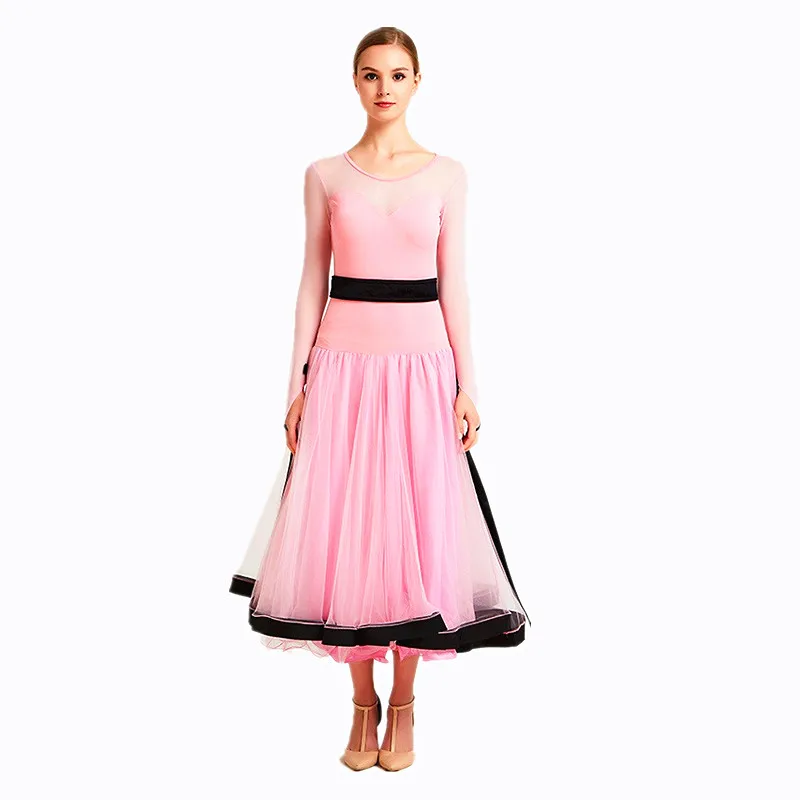 Pink Women Ballroom Dress Competition Standard Dresses Dance Wear Ballroom Clothing Standard Waltz Dress Fringe Dancing Clothes