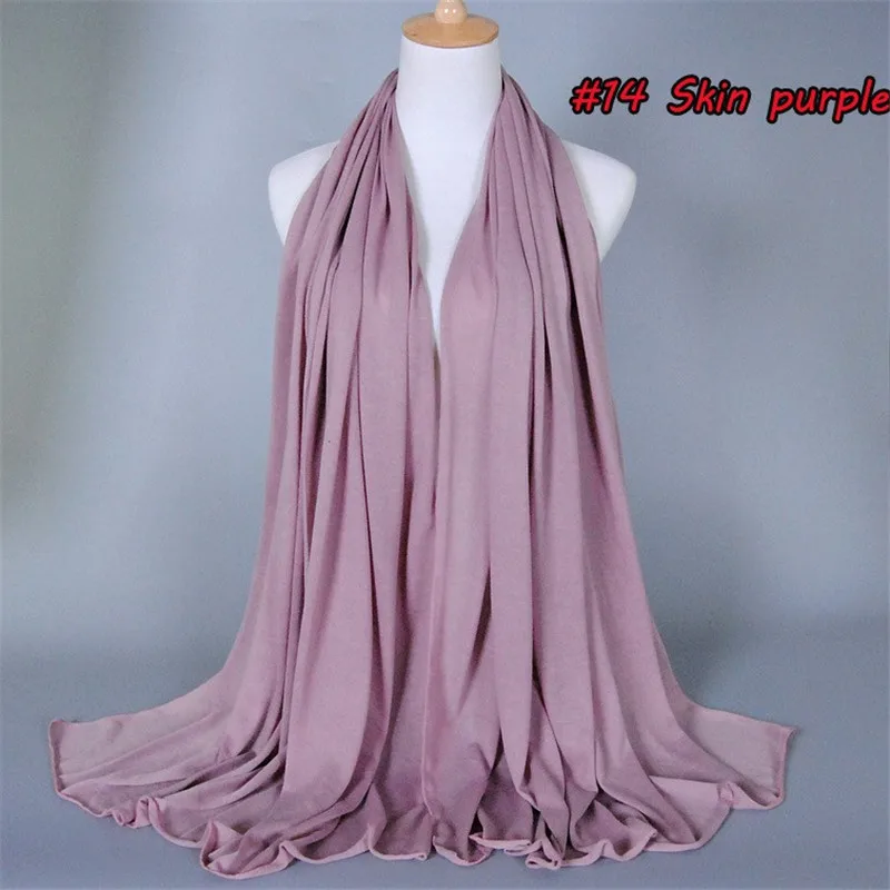 35 Colors Plain Cotton Jersey Instant Hijab Women Wrap Long Elastic Shawl Scarf Maxi Neck Snood Foulards Muslim Sjaal 180*80Cm