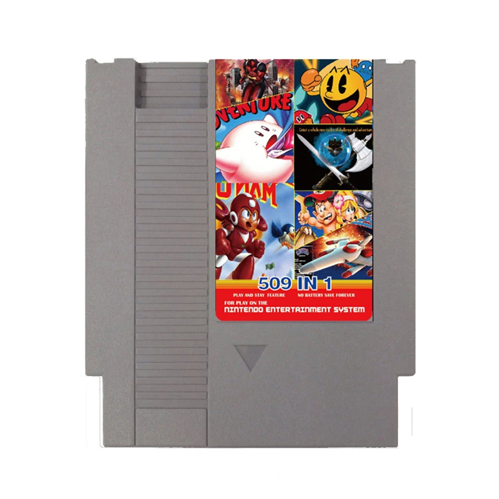 Super classic 8bit game cartridge with 509 free games 72 pin Game Cartridge for nes video game Console support PAL/NTSC save