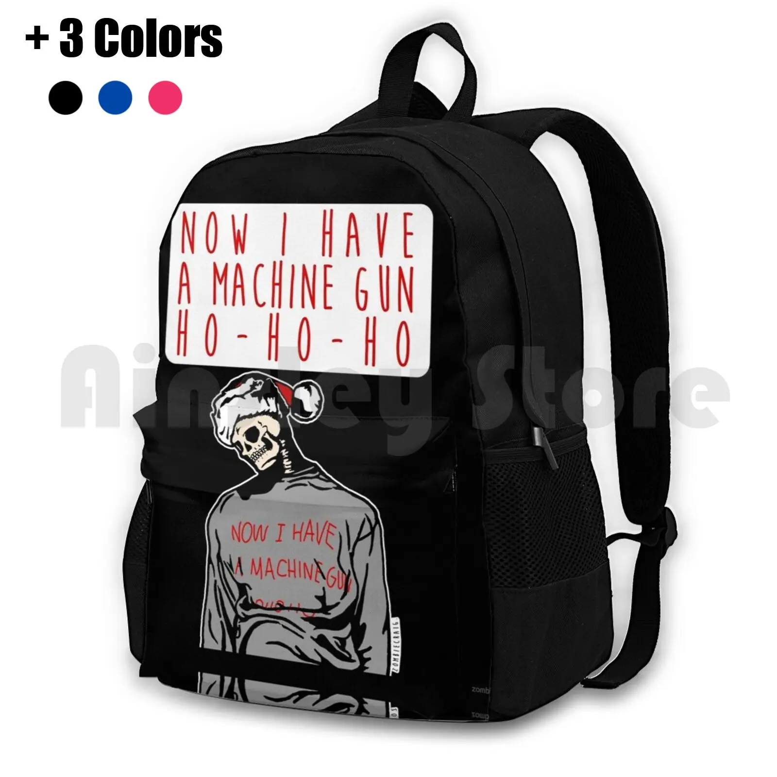 Ho-Ho-Ho Die Hard Christmas Outdoor Hiking Backpack Riding Climbing Sports Bag Pop Art Pop Culture Skull Skeleton Christmas