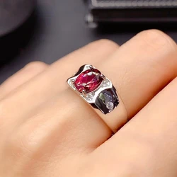new classic red garnet gem man ring silver fine jewelry natural real gem 925 sterling silver good gift mascular character