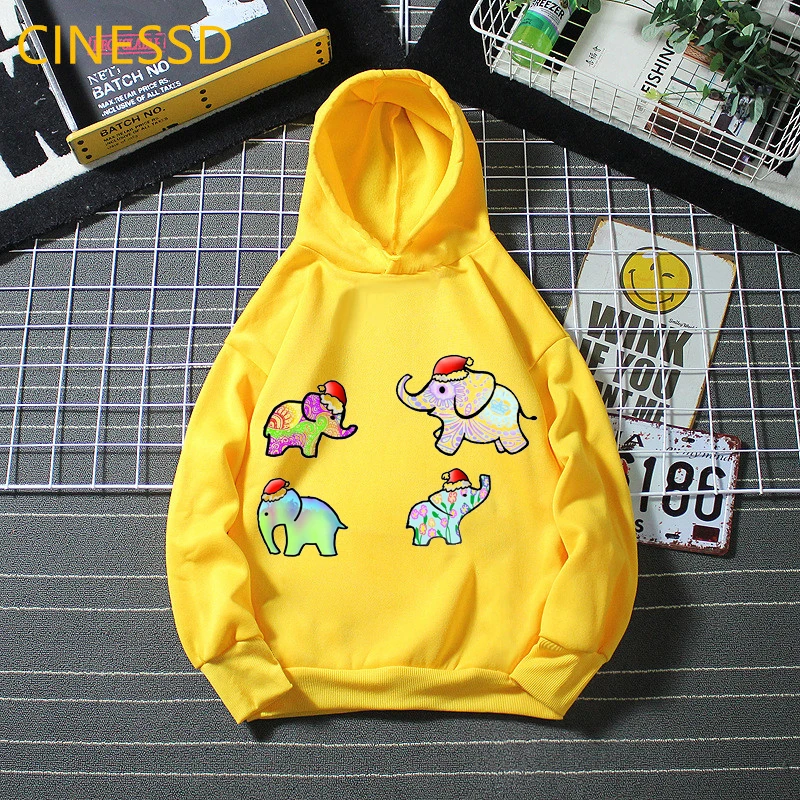 Rainbow Sloth Elephants Printed Cute Children's Sweatshirts And Hoodie Baby Boys Spring Autumn Winter Clothes Teen Girls Top