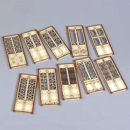 1/20 Scale Miniature Chinese Furniture  Movable Wooden Door Model Building kit Wooden Craft Dollhouse Interior Construction Set