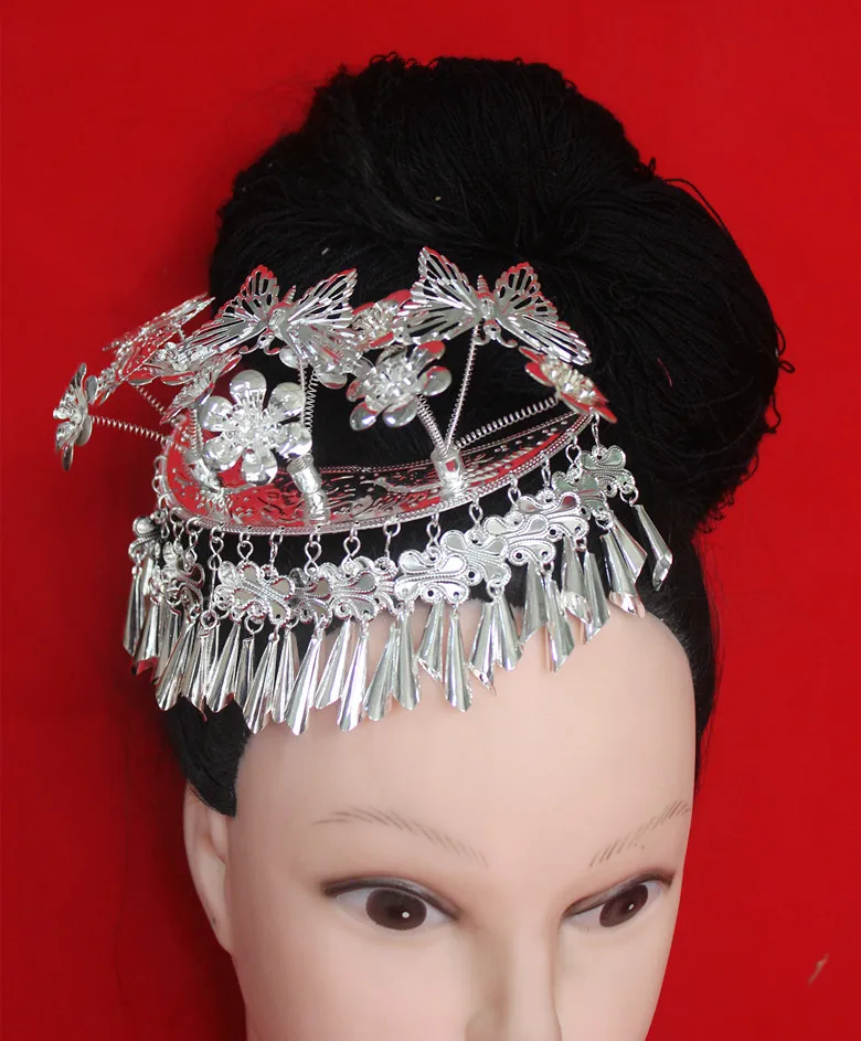 Hmong Hairpin Silver Miao Headdress National Dance Head wear Classical Retro Chinese Hair Stick