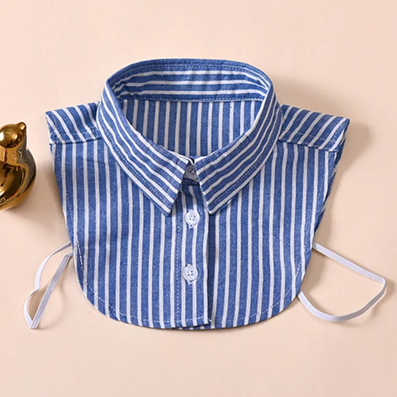 Camisa de cuello falso a rayas para niños y niñas, cuello estampado, Gargantilla desmontable de algodón, Media camisa extraíble