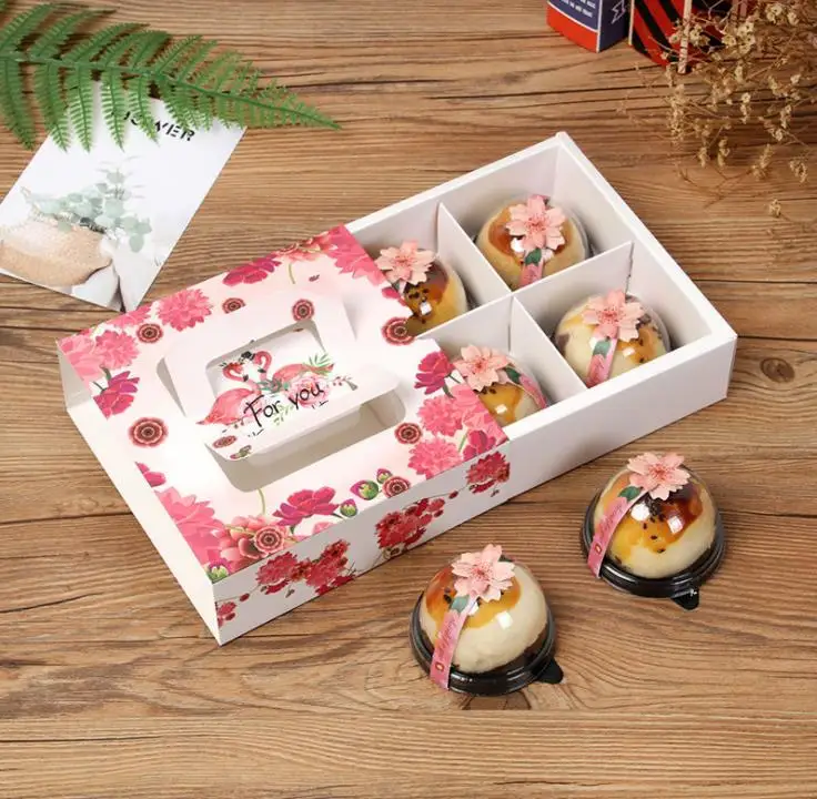 23.5*16.5*5cm Flower pattern potable mooncake box with handle,biscuit candy biscuit box,chocolate pastry packing boxes100pcs SN