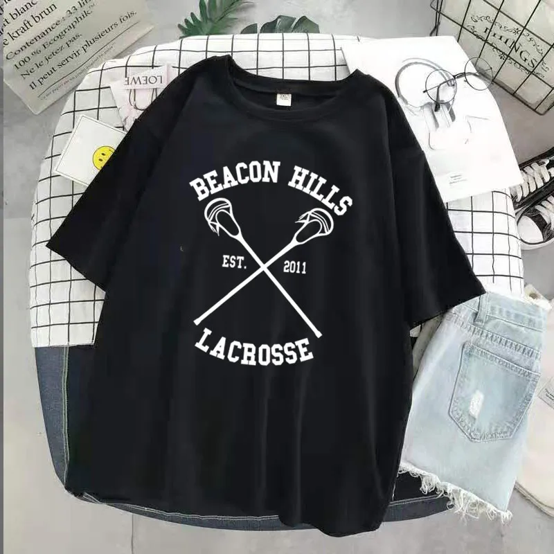 Trendy Style Teen Wolf Print O-Neck T-shirt Women Summer BEACON HILLS LACROSSE Tshirts Harajuku Casual Streewear tshirt Girl Tee