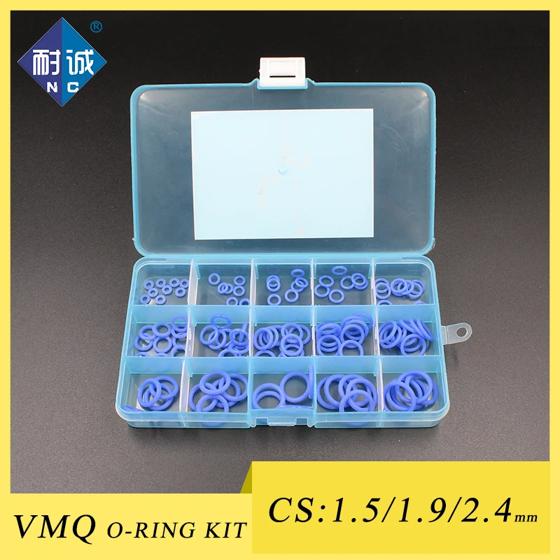 

Thickness 1.5 / 1.9 / 2.4mm Blue Food Grade Silicone VMQ Seal O-Ring Order Kit Classification Kit