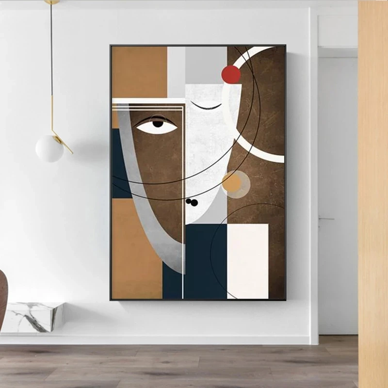 Modern Abstract Figure Painting Split Face Geometric Canvas Poster Prints Picasso Wall Art Pictures for Living Room Home Decor