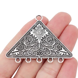 5 x Tibetan Silver Large Tribal Triangle Multi Strand Connectors Charms Pendants for DIY Necklace Jewelry Making Accessories