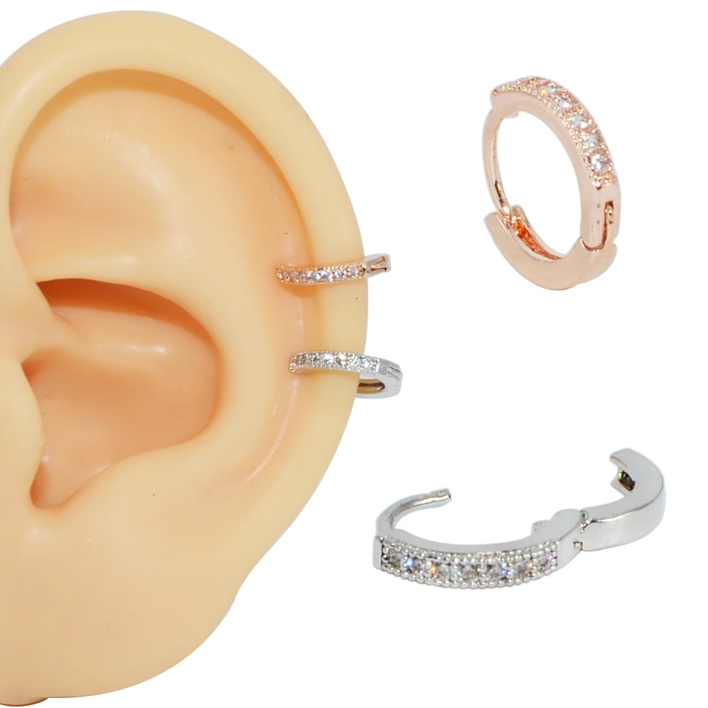 1 Piece Zircon Stud Ear Clip Tragus Cartilage Helix Earring Gem Ear Studs Cute Crystal New Style Fashion Body Piercing Jewelry