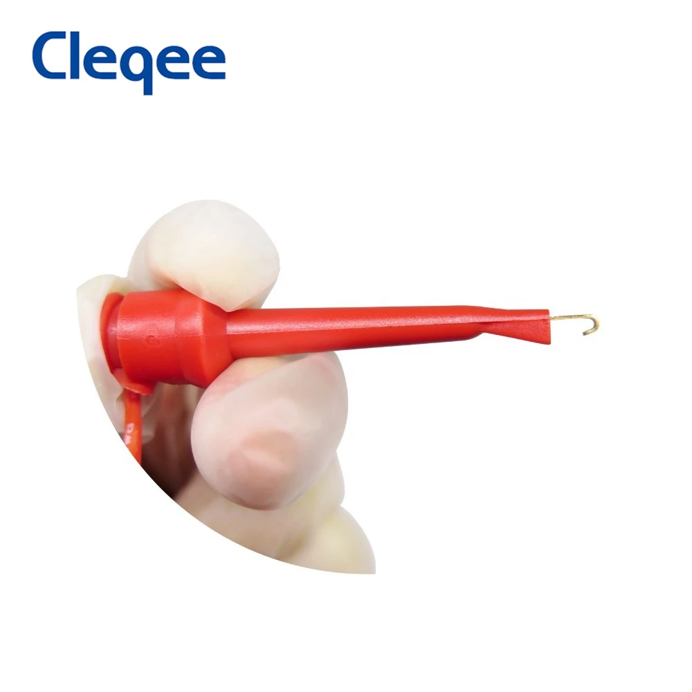 Cleqee p1520 5 peças duplo smd ic gancho de teste clipe cabo de silicone 20awg multímetro multiuso fio de teste elétrico 50cm