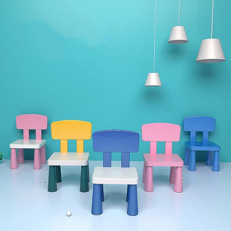 Kids Bench Kindergarten Nursery Play Game Stool Thicken Baby Seat Plastic Small Backrest Dining Chair Household Child Furniture