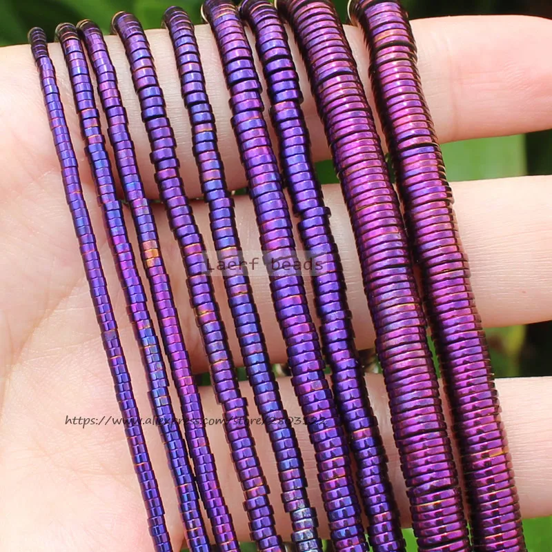 

Very Shining ! 380pcs Natural Hematite SmoothPurple HaiXi/Disc Shape1x2-6mm Loose beads 15inch/38cm,For DIY Jewelry making !