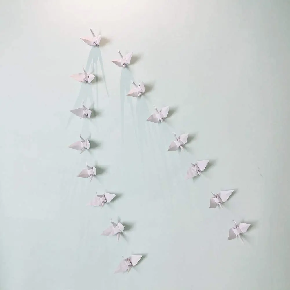 150Pcs Folded White Origami Paper Crane Handmade DIY Bird Garlands for Wedding Party Birthday Baby Shower Streamer Peace Dove