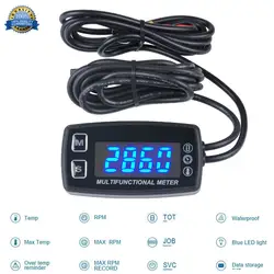 LED Tach/Hour Meter Thermometer TemperatureMeter for Petrol Marine Outboard Paramotor Trimmer Cultivator Tiller HM35LT