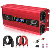 3000W LCD External Fuse Inverter DC 12V/24V to AC 220V 230V Intelligent Voltmeter Multi-function Solar Power Converter EU Socket