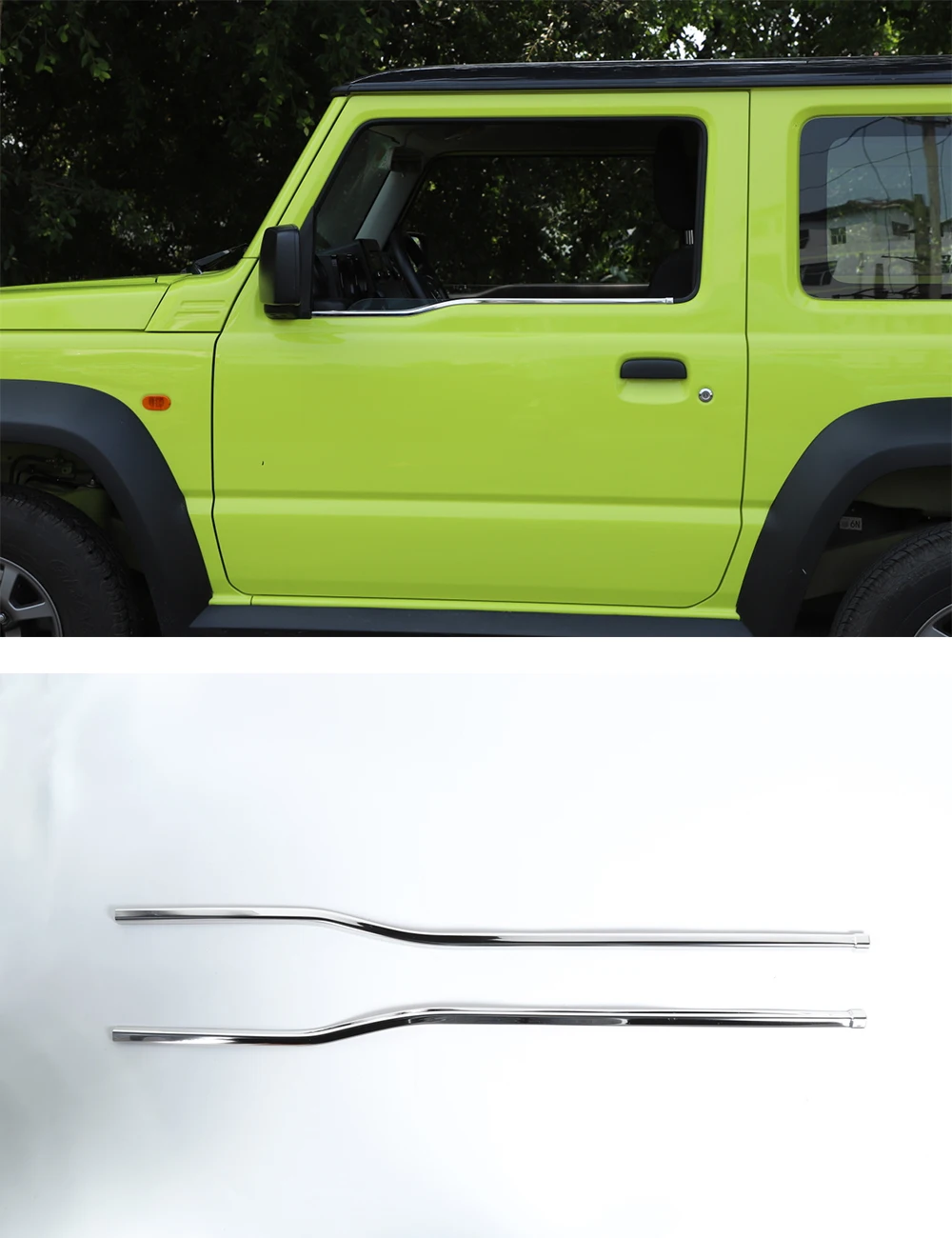 

Jimny Stainless steel Car Window Stripe Trim, Window Decorative Trim for Suzuki Jimny 2019-2020