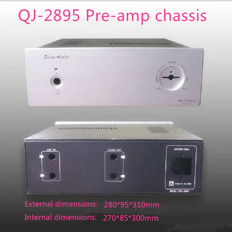 Kyyslb QJ-2895 pré-amplificador caso 280*95*310mm alumínio-ferro combinado amplificador chassi diy amp gabinete amplificador caso caixa