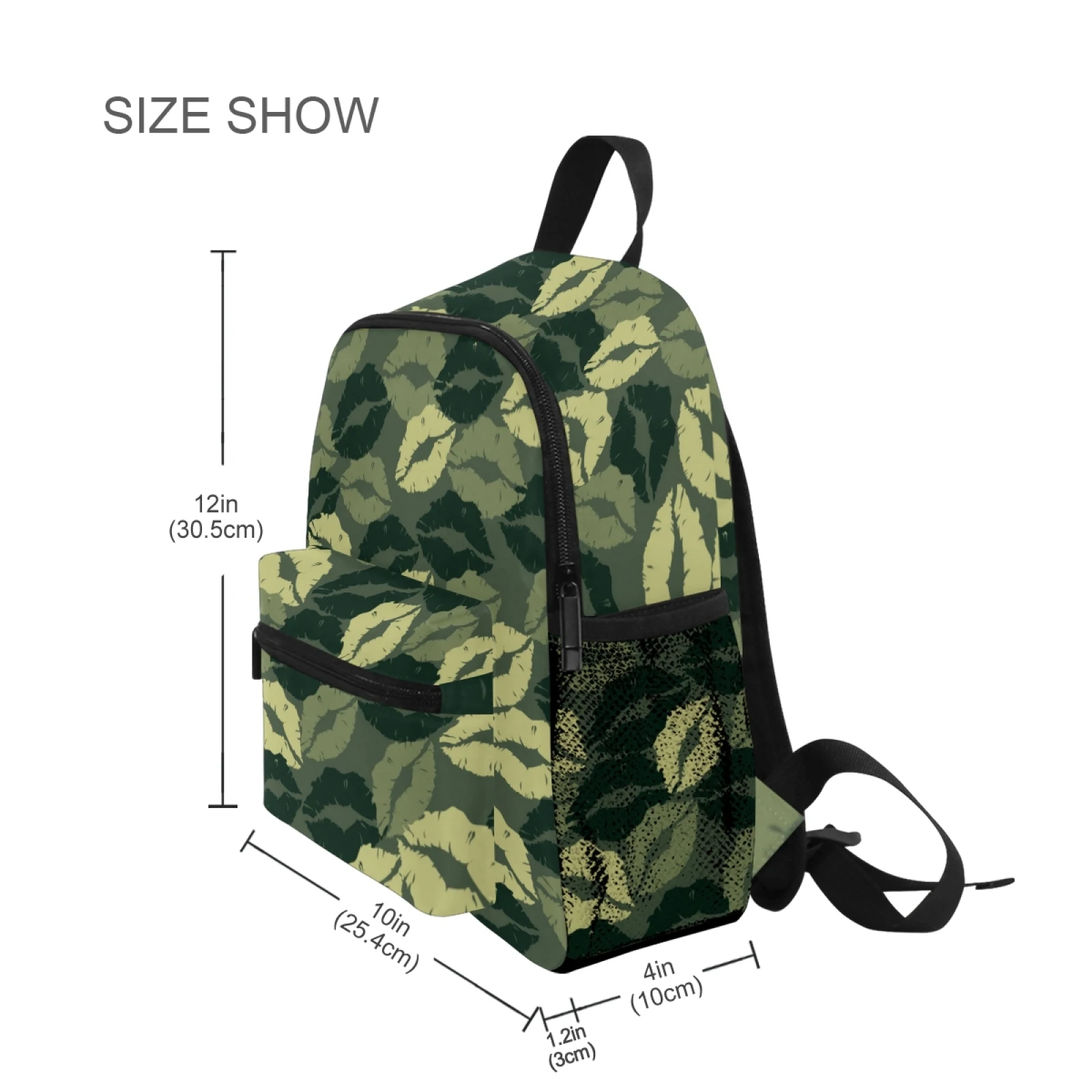 Mochila escolar fofa para crianças e bebês, bolsa para jardim de infância, para meninos e meninas, camuflagem com lábios verdes de beijo, novo, 2021