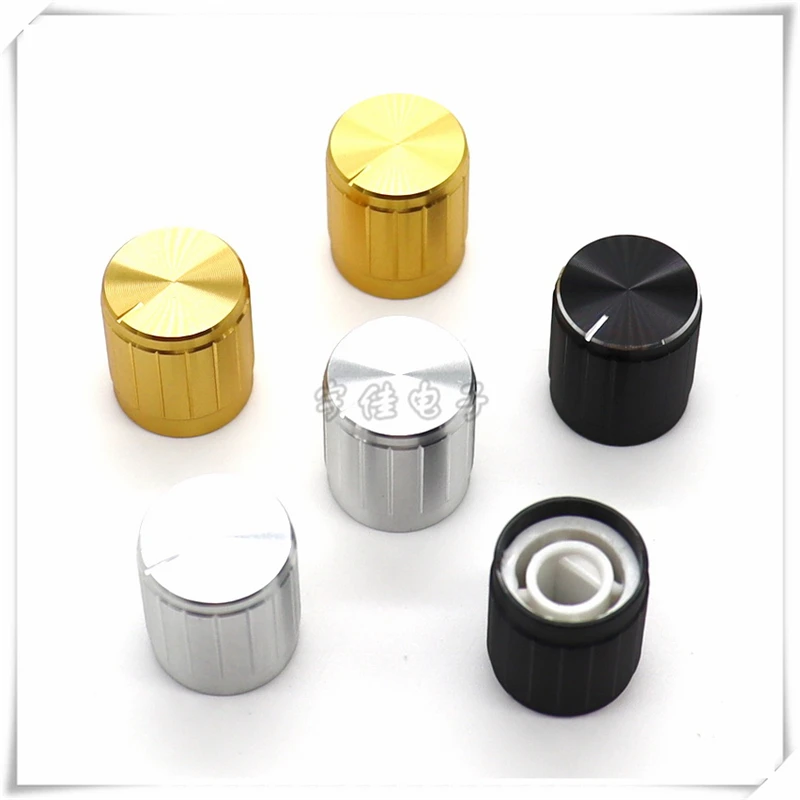 2 Pieces Aluminum Half Shaft Knob Diameter 15mm Height 17mm Potentiometer Encoder 180 Degree Knob D-Shaped Inner Hole 6mm