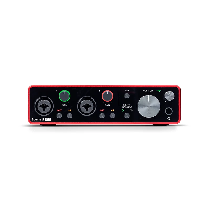 Focusrite Scarlett 2i2 الجيل الثالث بطاقة الصوت ميكروفون preamp اثنين من مدخلات الخط المتوازن، مناسبة لتوصيل مستوى الخط