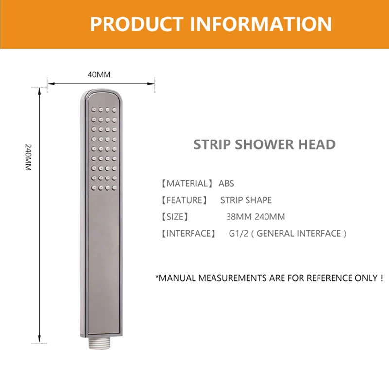 ZhangJi Bathroom Hand Shower Head Rectangle White Abs Plastic Shower Nozzle Thin Strips Quality Home Showerhead